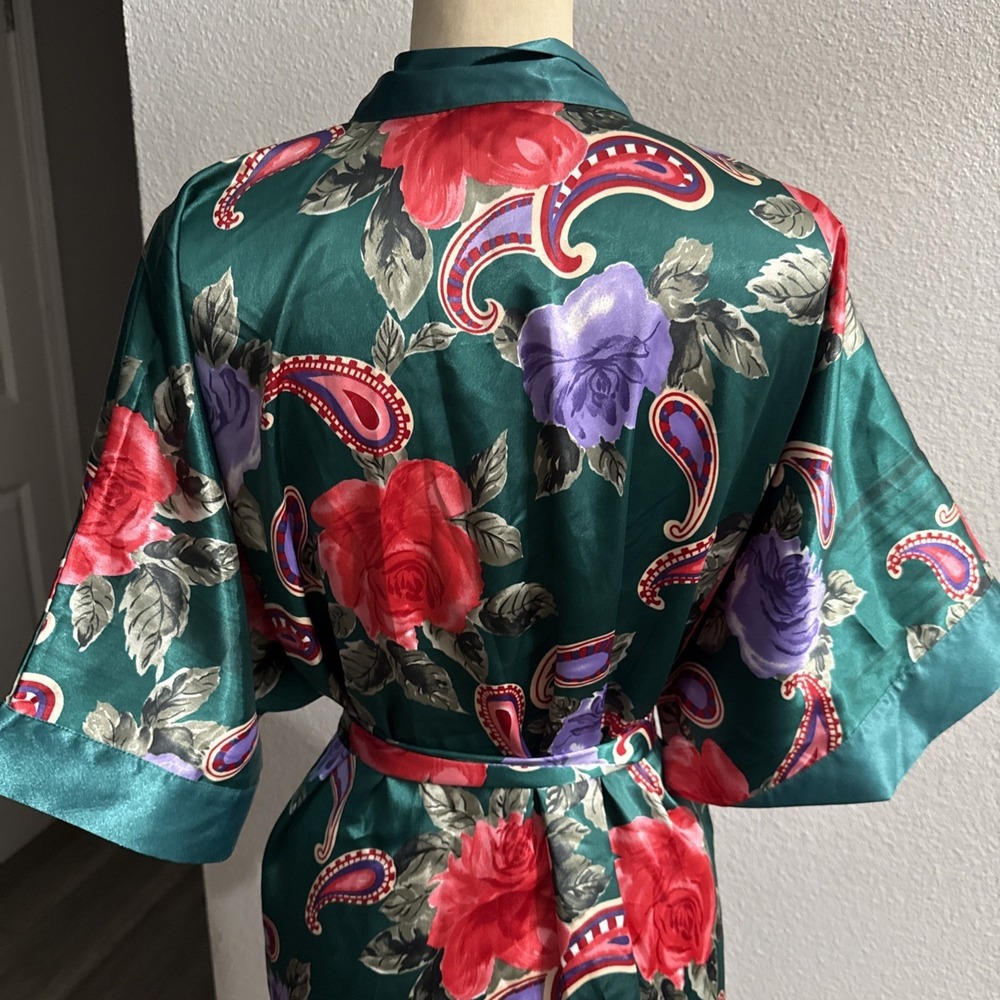 Fantasies By Morgan Taylor Floral Paisley Robe Kimono One Size - Picture 4 of 5